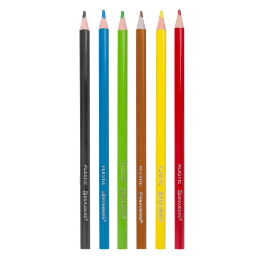 Карандаши цветные пластиковые BRAUBERG PREMIUM, 6 цветов, трехгранные, грифель мягкий 3 мм фото 7