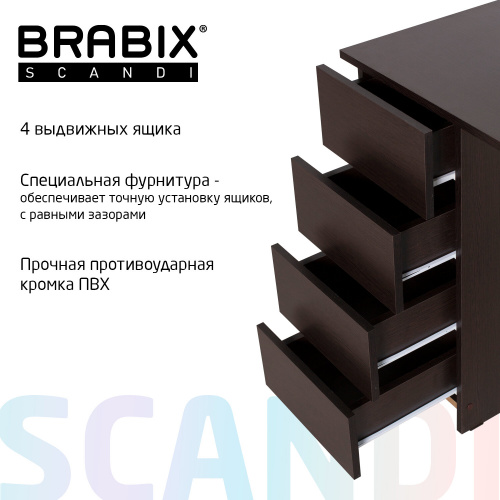 Стол письменный/компьютерный BRABIX "Scandi CD-016", 1100х500х750мм, 4 ящика, венге, 641893, ЦБ013707-3 фото 6