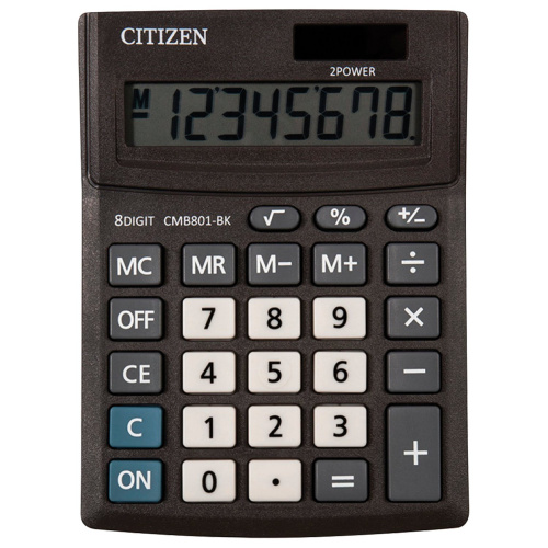 Калькулятор настольный CITIZEN, 137x102 мм, 8 разрядов, двойное питание фото 2