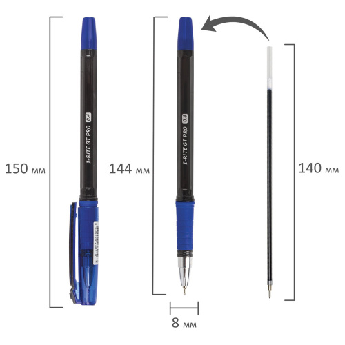Ручка шариковая масляная с грипом BRAUBERG "i-Rite GT PRO", корпус тонирирован, узел 0,4 мм, синяя фото 2