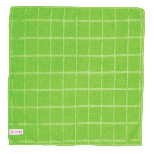Салфетки универсальные ЛЮБАША, 3 шт., микрофибра, квадратное тиснение, 40х40 см, зеленые фото 4
