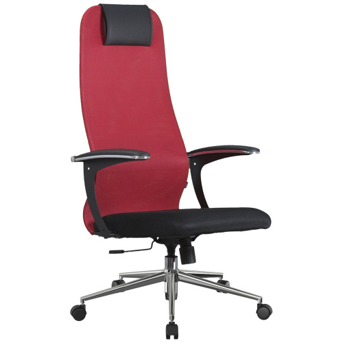 Кресло офисное BRABIX PREMIUM "Ultimate EX-801" хром, плотная двойная сетка Х2, черное/красное, 532921 фото 4