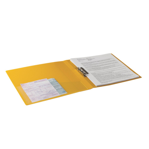 Папка BRAUBERG "Contract", с боков металлич прижимом и внутрен карманом , до 100 л., 0,7 мм, желтая фото 3