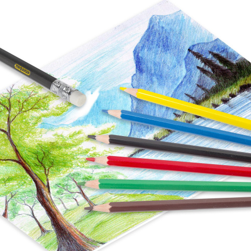 Карандаши цветные стираемые с резинкой ПИФАГОР "МАГИЯ", 6 цветов, пластиковые фото 7