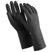 Перчатки латексные MANIPULA "КЩС-1", двухслойные, размер 10 (XL), черные