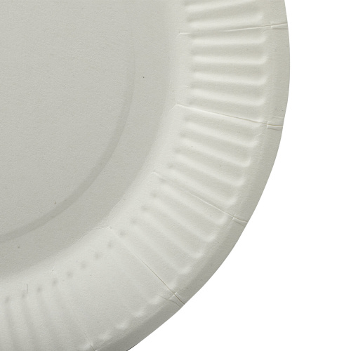 Тарелка одноразовая бумажная LAIMA, 180 мм, 100 шт., белая мелованная фото 8
