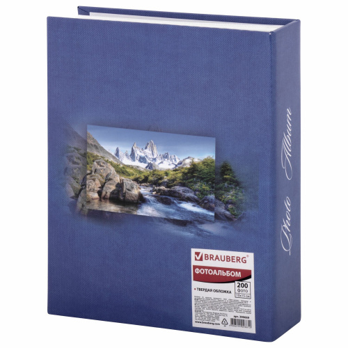 Фотоальбом BRAUBERG "Горный пейзаж", на 200 фотографий, 10х15 см, твердая обложка, синий фото 6