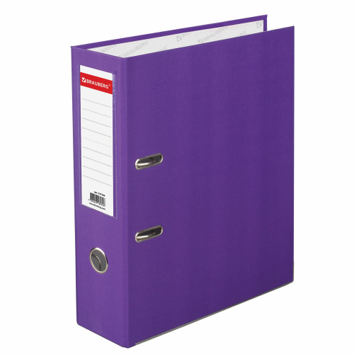 Папка-регистратор BRAUBERG, покрытие из ПВХ, 80 мм, с уголком, фиолетовая