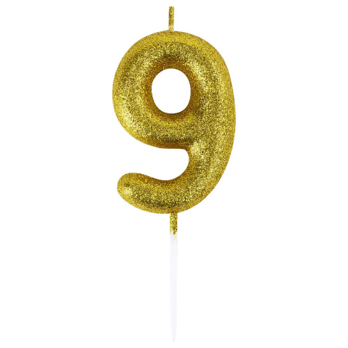 Свеча-цифра для торта ЗОЛОТАЯ СКАЗКА "9", золотая с глиттером, 6 см, на шпажке, в блистере фото 6