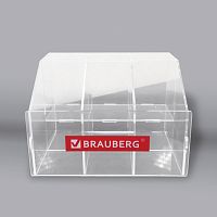 Подставка под письменные принадлежности BRAUBERG, 6 отделения, 15х21х12 см, оргстекло