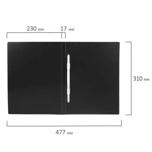 Папка с пластиковым скоросшивателем BRAUBERG "Office", до 100 листов, 0,5 мм, черная фото 2