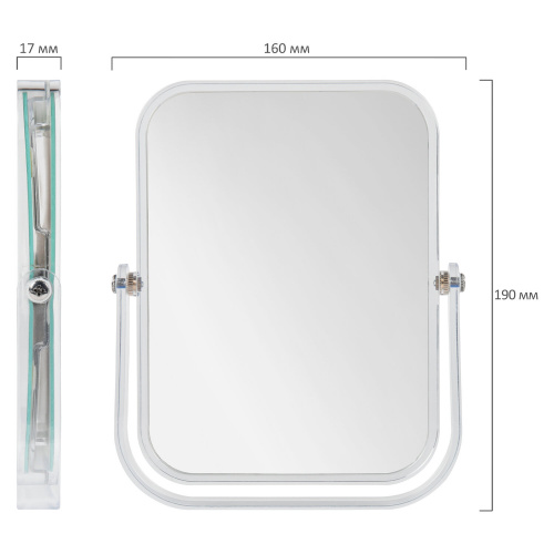 Зеркало настольное BRABIX, 19х16 см, двустороннее, с увеличением, прозрачная рамка фото 3