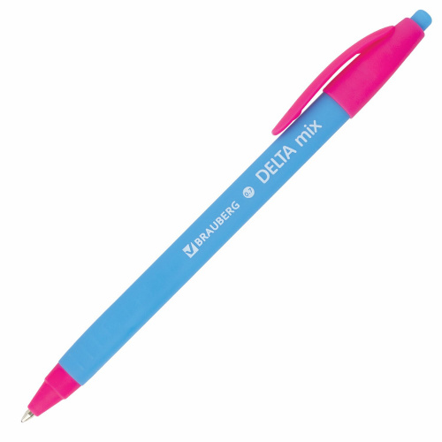 Ручка шариковая масляная автоматическая BRAUBERG "Delta Mix", линия письма 0,35 мм, синяя фото 6