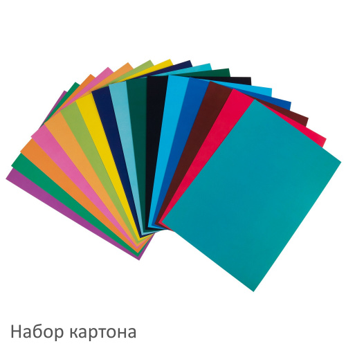 Набор картона и бумаги BRAUBERG, А4 мелованные (картон 16 л. 8 цветов, бумага 16 л. 16 цветов) фото 2