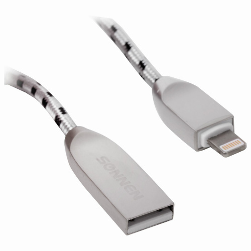 Кабель SONNEN Premium, USB 2.0-Lightning, 1 м, медь, для iPhone/iPad, передача данных и зарядка фото 2