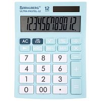 Калькулятор настольный BRAUBERG, 192x143 мм, 12 разрядов, двойное питание, голубой