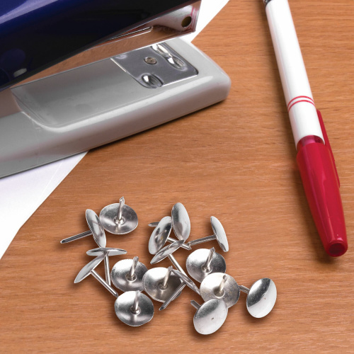 Кнопки канцелярские STAFF "Manager", 10 мм, 50 шт., металлич, никелированные, в картонной коробке фото 4