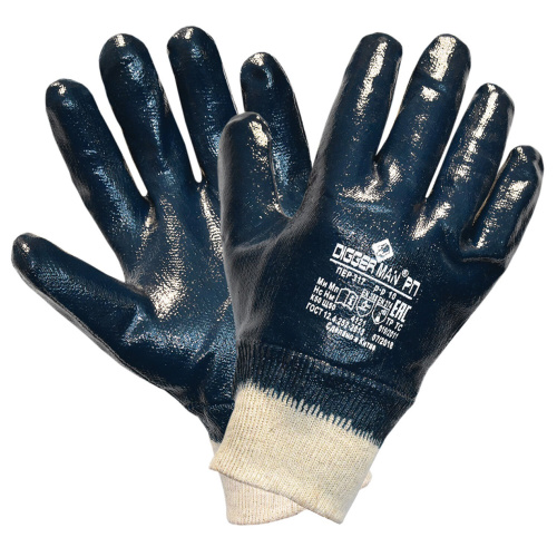 Перчатки хлопковые DIGGERMAN РП, нитриловое покрытие (облив), размер 10 (XL), синие