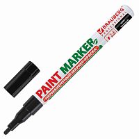 Маркер-краска лаковый (paint marker) BRAUBERG PROFESSIONAL, 2 мм, без запаха, алюминий, черный
