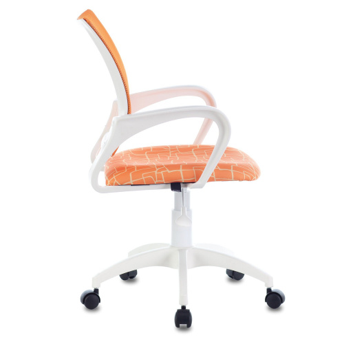 Кресло BRABIX "Fly MG-396W", с подлокотниками, пластик белый, сетка, оранжевое с рисунком фото 9