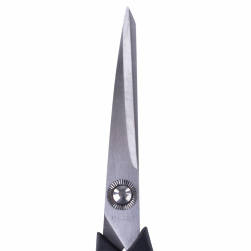 Ножницы BRAUBERG "Soft Grip", 190 мм, резиновые вставки, 3-х сторонняя заточка, черно-синие фото 10