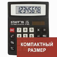 Калькулятор настольный STAFF STF-8008, 113х87 мм, 8 разрядов, двойное питание