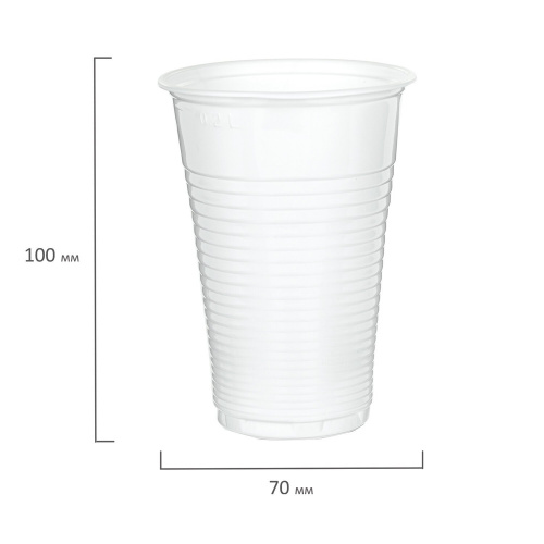 Одноразовые стаканы LAIMA, 200 мл, 100 шт., пластиковые, белые, ПП, холодное/горячее фото 3