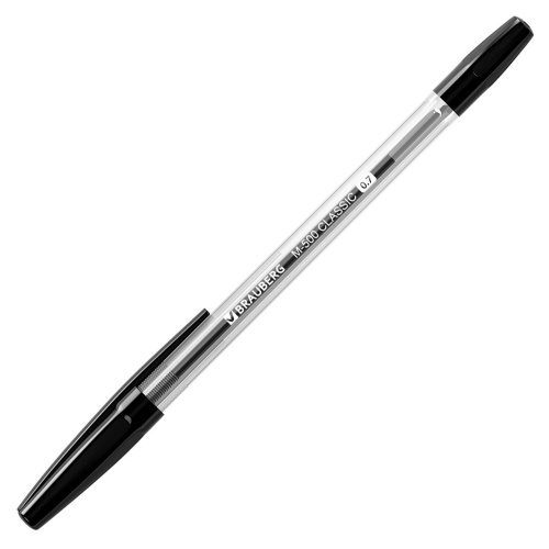 Ручка шариковая BRAUBERG "M-500 CLASSIC", корпус прозрачный, линия письма 0,35 мм, черная фото 7