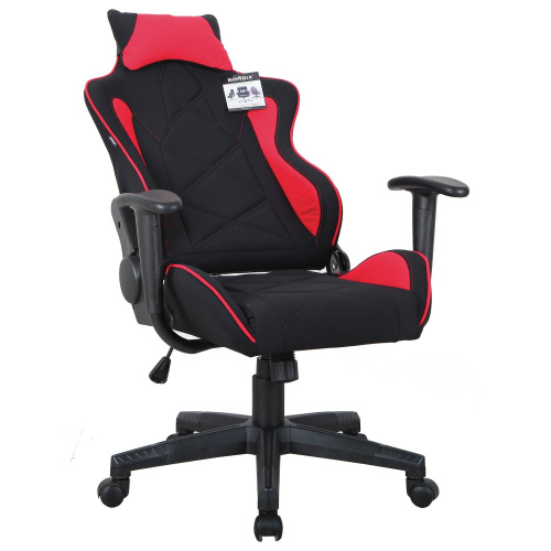 Кресло компьютерное BRABIX "GT Racer GM-101", подушка, ткань, черное/красное фото 3