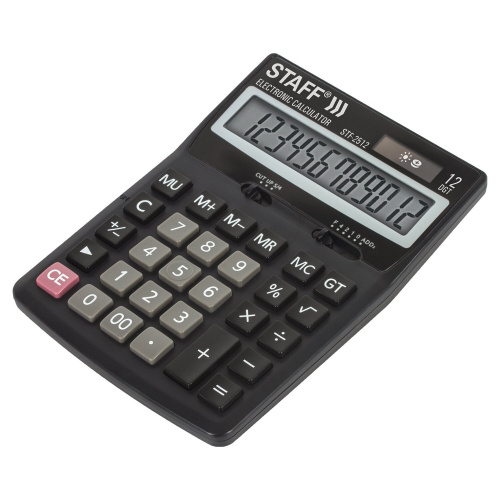 Калькулятор настольный STAFF STF-2512, 170х125 мм, 12 разрядов, двойное питание фото 5