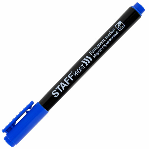 Маркер перманентный STAFF "Profit PM-105", тонкий металлический наконечник 0,5 мм, синий фото 6