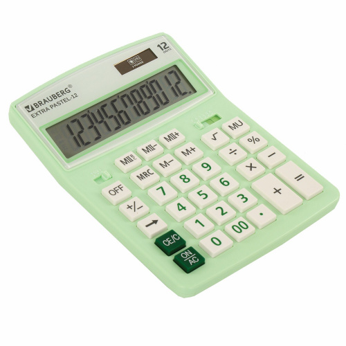 Калькулятор настольный BRAUBERG, 206x155 мм, 12 разрядов, двойное питание, мятный фото 2