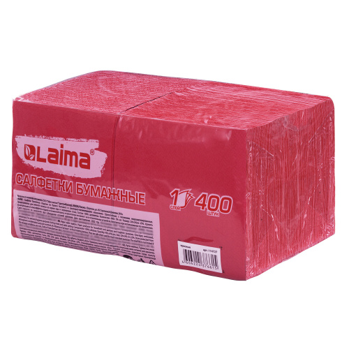 Салфетки бумажные LAIMA "Big Pack" 24х24 см, 400 шт. / пач, красные, 100% целлюлоза фото 3
