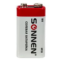 Батарейка SONNEN, солевая, 1 шт., в пленке