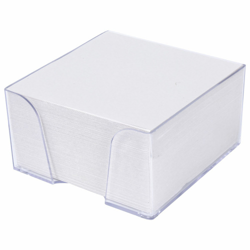 Блок для записей STAFF, в подставке прозрачной, куб 9х9х5 см, белизна 70-80%, белый фото 2