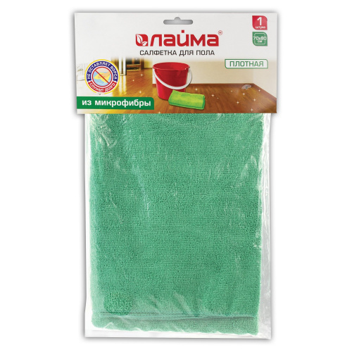 Тряпка для мытья пола из микрофибры LAIMA, 70х80 см, зелёная фото 2