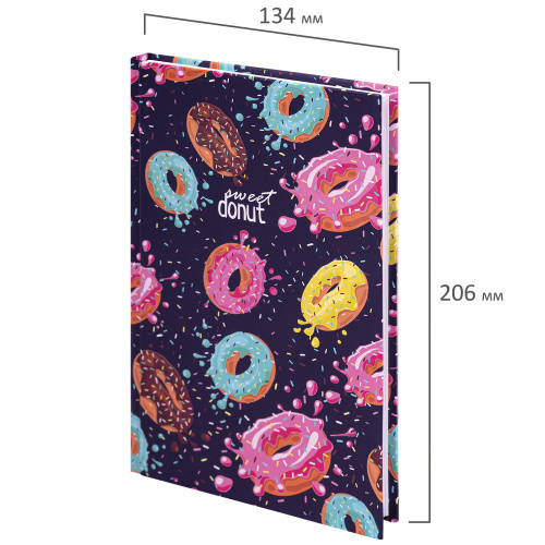 Блокнот BRAUBERG KIDS "Donuts", А5, 134х206 мм, 80 л., твёрдый, клетка, выборочный лак фото 2
