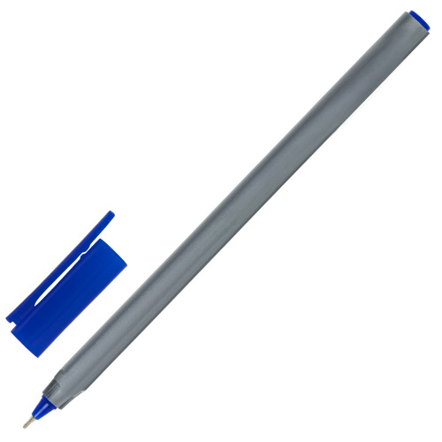 Ручка шариковая масляная STAFF EVERYDAY, трехгранная, корпус серый, синяя фото 4