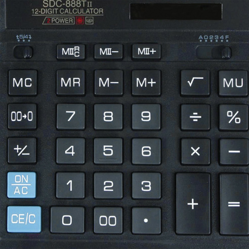 Калькулятор настольный CITIZEN SDC-888TII ,203х158 мм, 12 разрядов, двойное питание фото 3