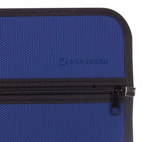 Сумка пластиковая BRAUBERG, А4+, на молнии, внешний карман, фактура бисер, синяя фото 8