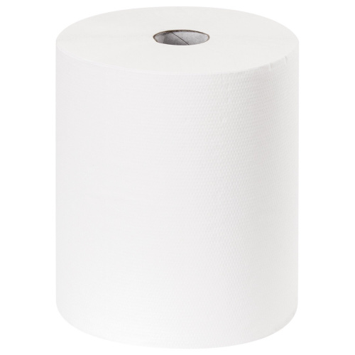 Полотенца бумажные рулонные LAIMA, 200 м, 1-слойные, белые, 6 рулонов фото 3