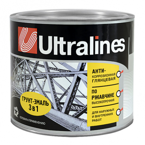 Грунт-эмаль 3 в 1 "Ultra Lines" серый 1,8 кг