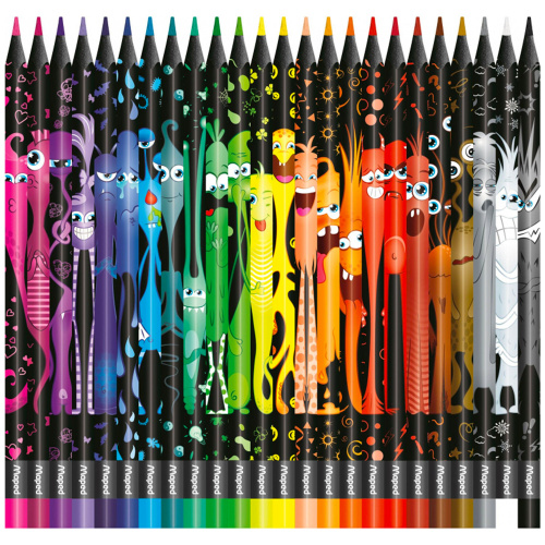 Карандаши цветные MAPED "COLOR PEP'S Black Monster", набор 24 цвета, пластиковый корпус, 862624 фото 5