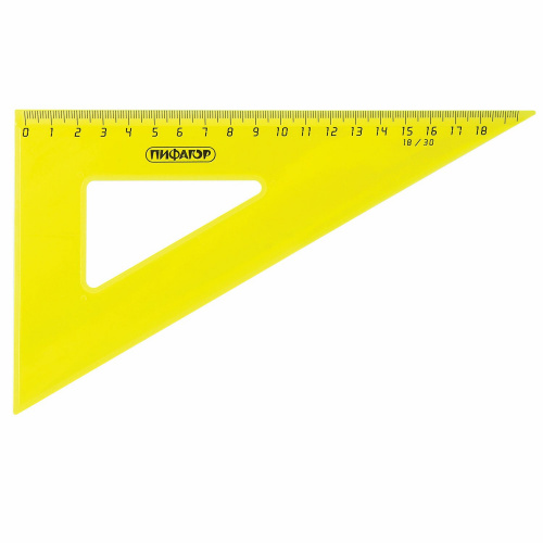 Набор чертежный большой ПИФАГОР, линейка 30 см, 2 треугольника, транспортир, прозрачный, неоновый фото 2