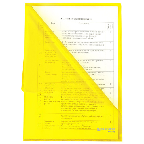Папка-уголок А4 желтая 0,10 мм, BRAUBERG EXTRA, 271700 фото 5