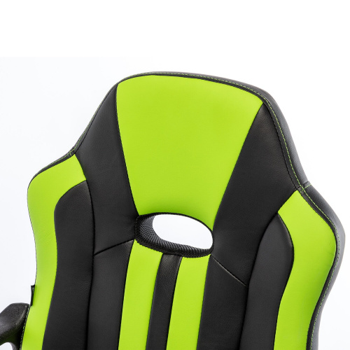 Кресло компьютерное BRABIX "Stripe GM-202", экокожа, черное/зеленое фото 5