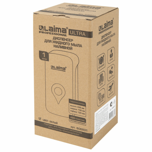 Дозатор для жидкого мыла ULTRA LAIMA PROFESSIONAL, 1 л, белый, ABS-пластик фото 7