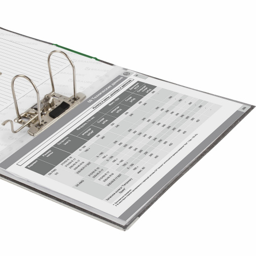 Папка-регистратор BRAUBERG, фактура стандарт, с мраморным покрытием, 75 мм, зеленый корешок фото 6