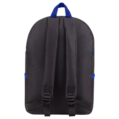 Рюкзак STAFF TRIP, 40x27x15,5 см, универсальный, 2 кармана, черный с синими деталями фото 4