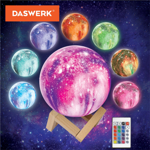 Ночник / детский светильник / LED лампа DASWERK "Вселенная" 16 цветов, d=15 см, с пультом фото 8
